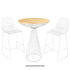 Chivari White Wire Cocktail Table with 32" Natural Oak Top and Sturdy White Steel Base TWR32WHT-WD-KT