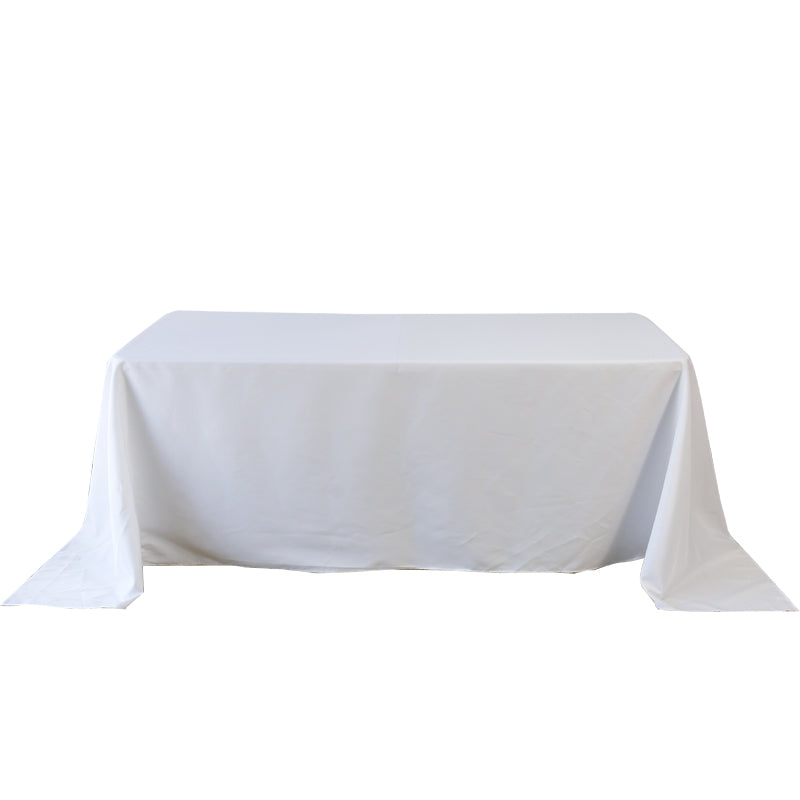 5-Pack White Polyester Rectangle Tablecloth 190gsm 90" x 132"