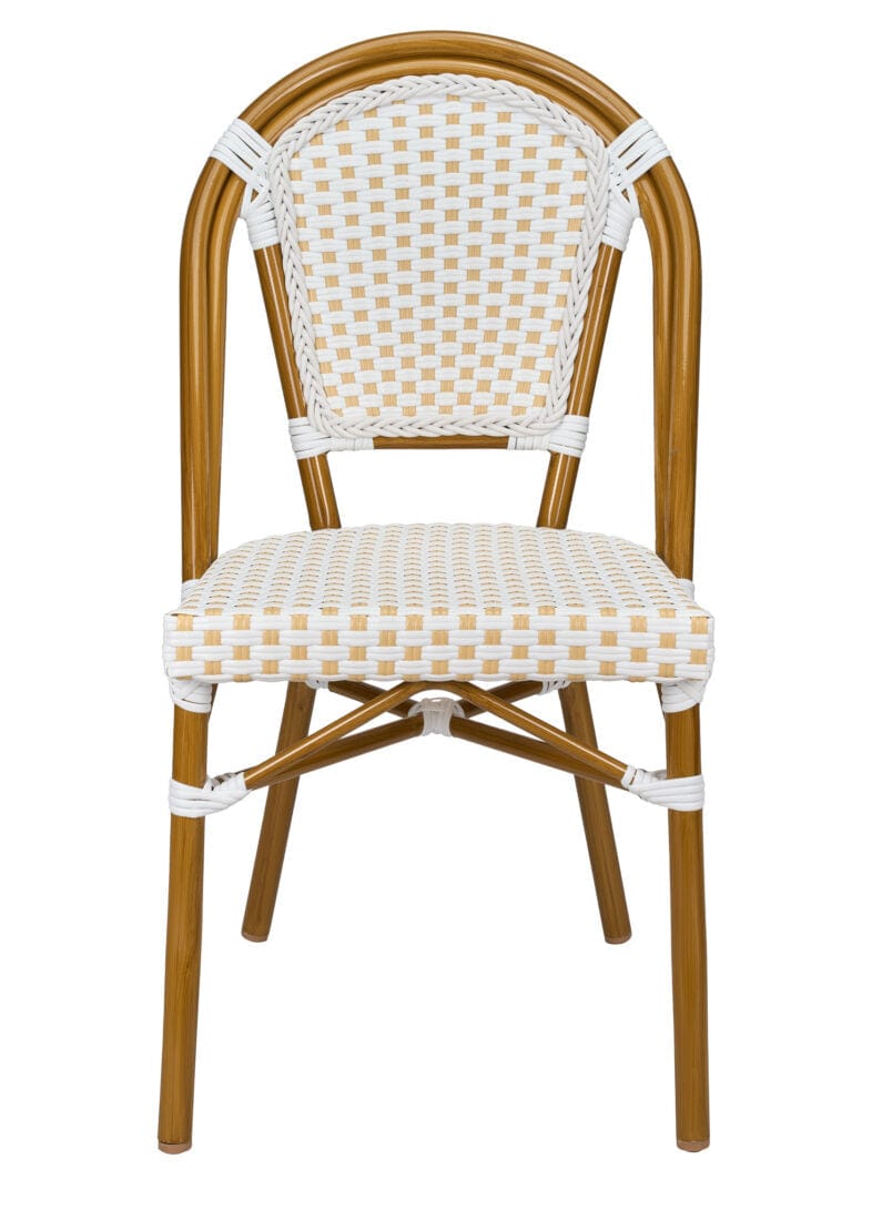 Toulouse White and Beige French Bistro Set Includes 40" Table and 4 Chairs FBK-WB-WB4-AX