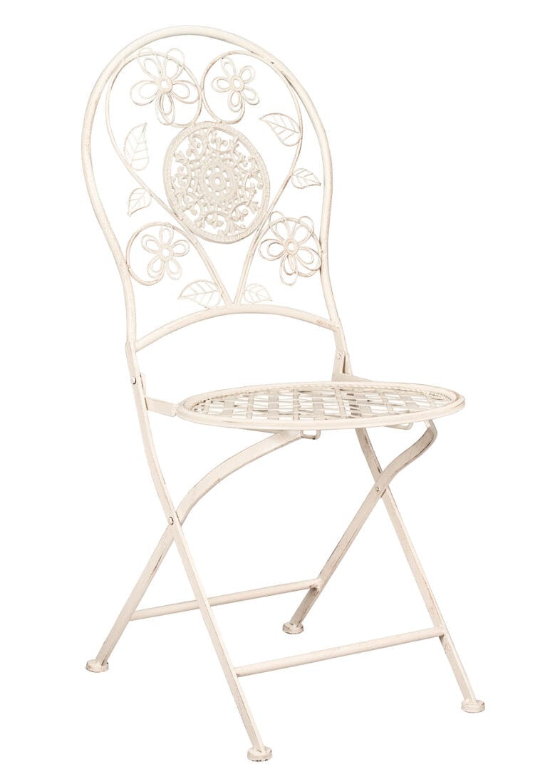Chivari Barcelona Bistro Set in Antique White includes 28" Table and 4 Round Chairs BBMRW-KT-AX