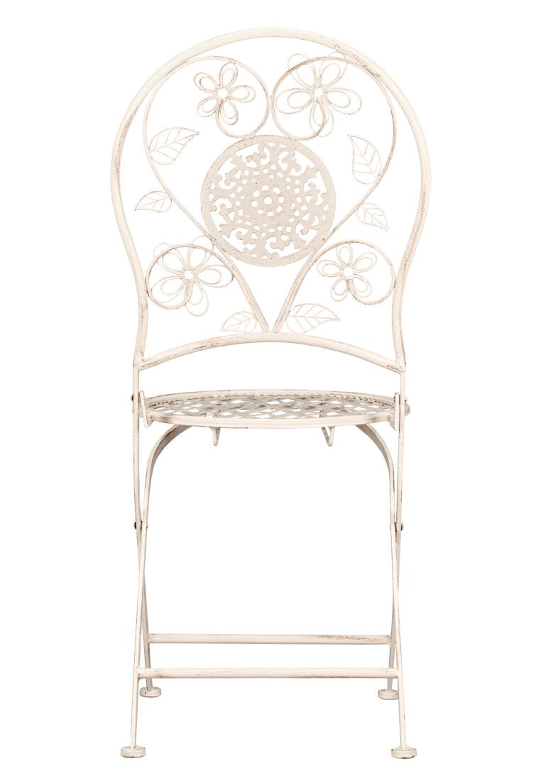 Chivari Barcelona Bistro Set in Antique White includes 28" Table and 4 Round Chairs BBMRW-KT-AX