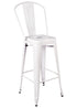 Chivari White Hi Gloss Tolix Style Metal Barstool with Back BTBMW-AX-T