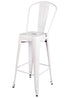 Chivari White Hi Gloss Tolix Style Metal Barstool with Back BTBMW-AX-T