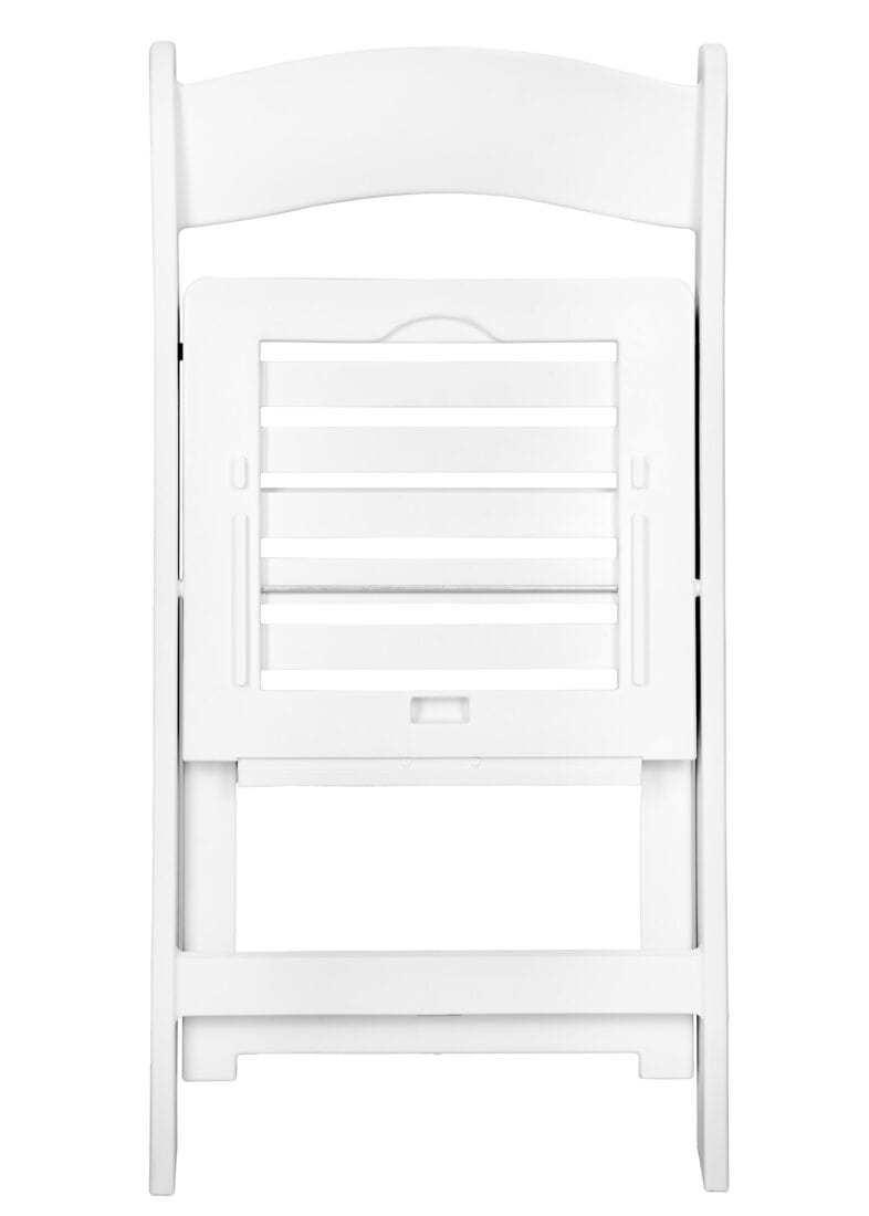 Chivari White Resin Folding Chair with Slatted Seat and White Padded Seat – 2 Styles in 1 CFRW2N1-SLATTED-CX-T