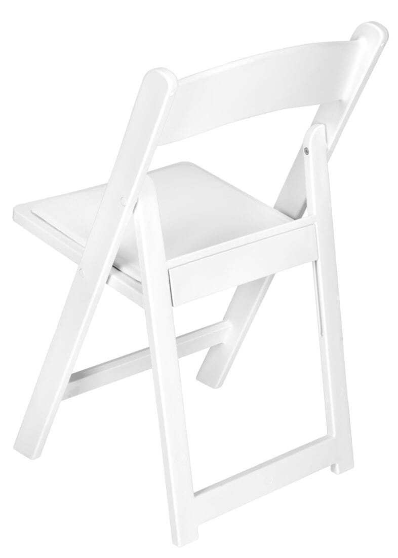 Chivari White Resin Folding Chair with Slatted Seat and White Padded Seat – 2 Styles in 1 CFRW2N1-SLATTED-CX-T
