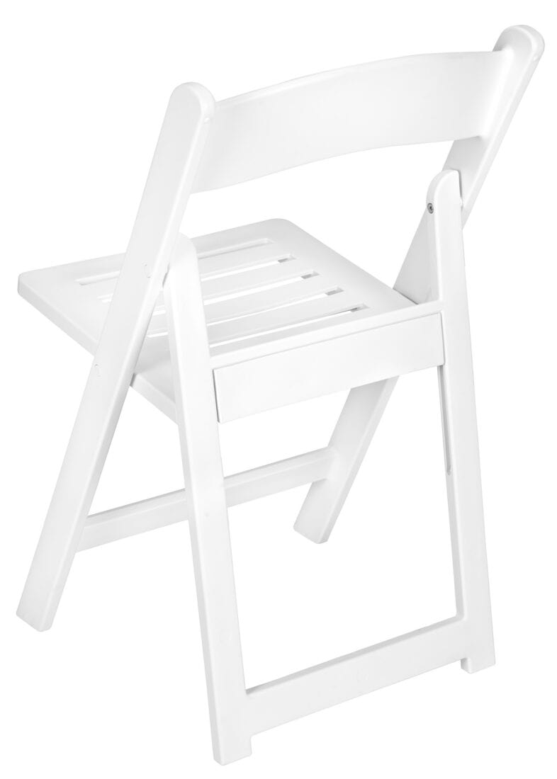 Chivari White Resin Folding Chair with Slatted Seat and White Padded Seat – 2 Styles in 1 CFRW2N1-SLATTED-CX-T