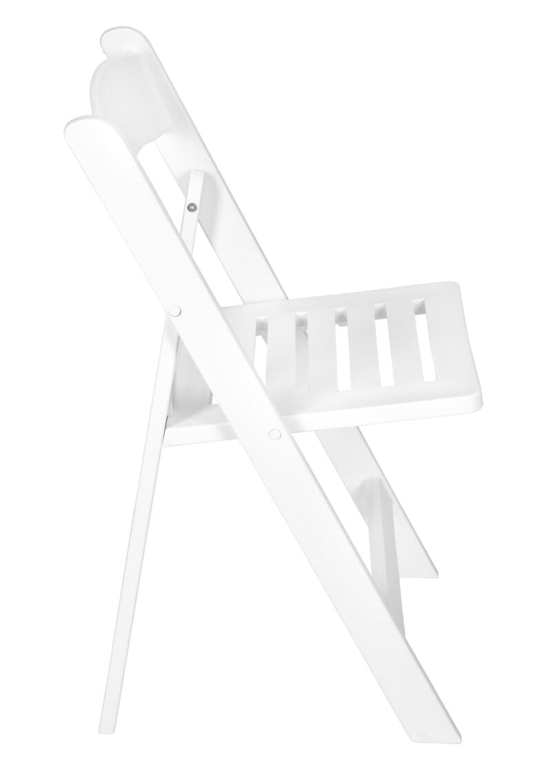 Chivari White Resin Folding Chair with Slatted Seat and White Padded Seat – 2 Styles in 1 CFRW2N1-SLATTED-CX-T