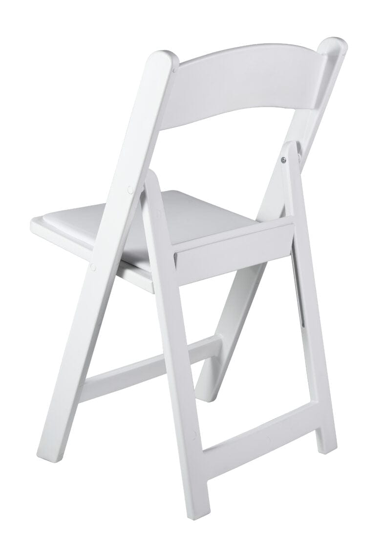 Chivari White SuperResin™ Folding Chair with Stainless Steel Hardware CFRWS-AX-T