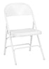 Chivari 100 White Metal Folding Chairs + 12 Plastic Round Table Kit CFMW-100-12RD-KT