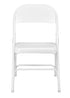 Chivari 100 White Metal Folding Chairs + 12 Plastic Round Table Kit CFMW-100-12RD-KT