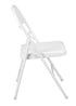 Chivari 100 White Metal Folding Chairs + 12 Plastic Round Table Kit CFMW-100-12RD-KT