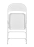 Chivari 100 White Metal Folding Chairs + 12 Plastic Round Table Kit CFMW-100-12RD-KT