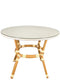 Toulouse 40" Round Glass Top White and Beige Rattan French Bistro Table TBTPWB-KT-AX-T