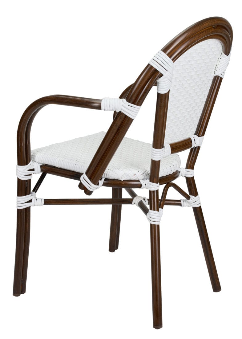 Toulouse White French Bistro Set Includes 40" Table and 4 Chairs with Arms FBK-WWD-AWD4-AX