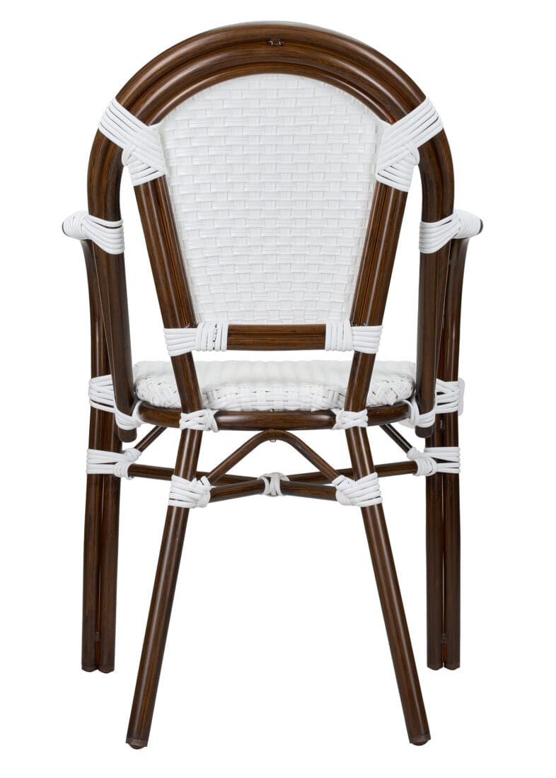 Toulouse White French Bistro Set Includes 40" Table and 4 Chairs with Arms FBK-WWD-AWD4-AX