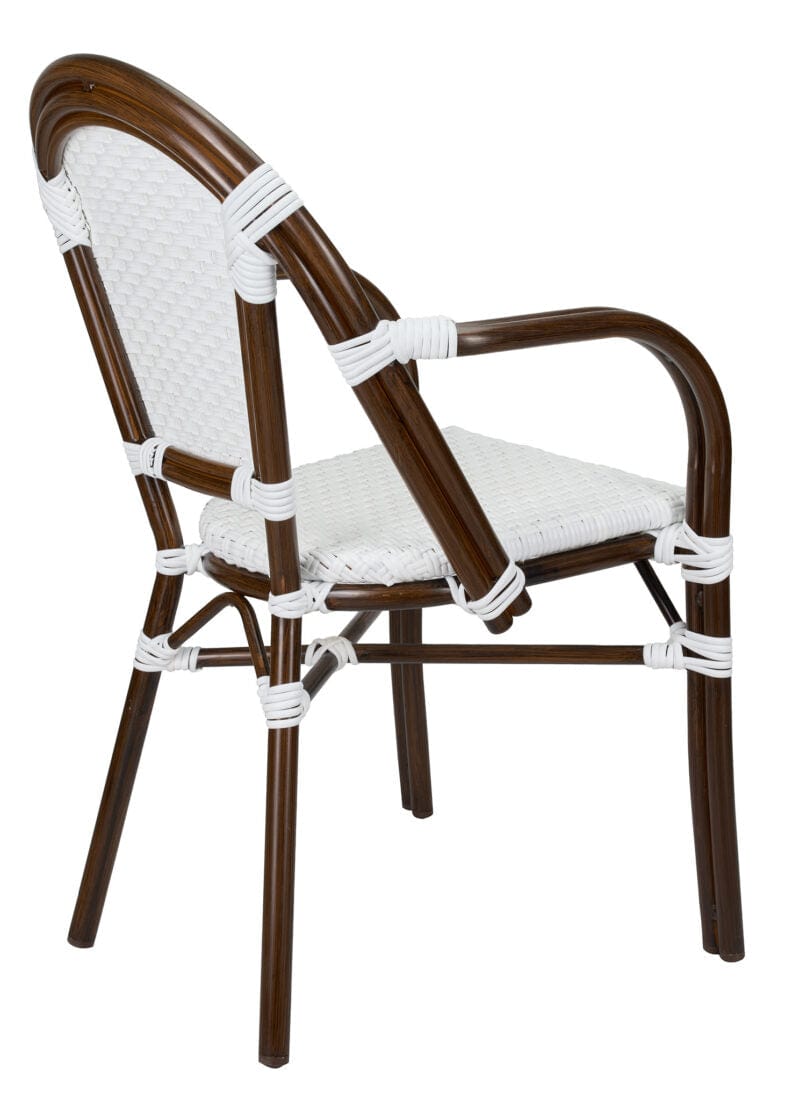 Toulouse White French Bistro Set Includes 40" Table and 4 Chairs with Arms FBK-WWD-AWD4-AX