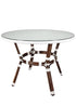 Toulouse 40" Round Glass Top White Rattan French Bistro Table TBTPWWD-KT-AX-T