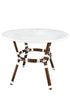 Toulouse 40" Round Glass Top White Rattan French Bistro Table TBTPWWD-KT-AX-T