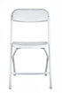 Chivari 100 White Plastic Folding Chair Bundle with 2 Heavy Duty Carts and Safety Straps CFPW-100GCRTS-KT