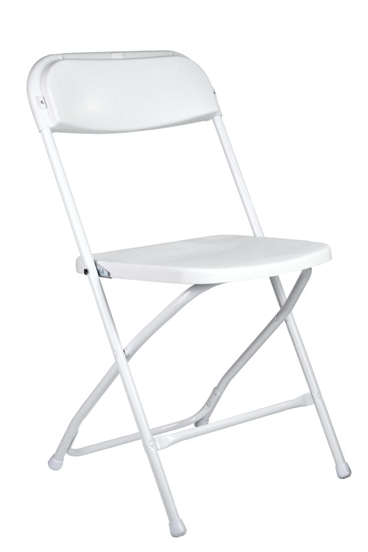 Chivari 100 Pack White Plastic Folding Chair and 10 96" (8 Foot) Rectangular Plywood Banquet Table CFPW-100PLY96-KT