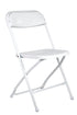 Chivari 100 White Plastic Folding Chair Bundle with 2 Heavy Duty Carts and Safety Straps CFPW-100GCRTS-KT