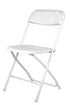 Chivari 100 White Plastic Folding Chair Bundle with 2 Heavy Duty Carts and Safety Straps CFPW-100GCRTS-KT