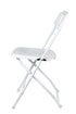 Chivari 100 White Plastic Folding Chair Bundle with 2 Heavy Duty Carts and Safety Straps CFPW-100GCRTS-KT