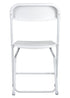 Chivari 100 White Plastic Folding Chair Bundle with 2 Heavy Duty Carts and Safety Straps CFPW-100GCRTS-KT