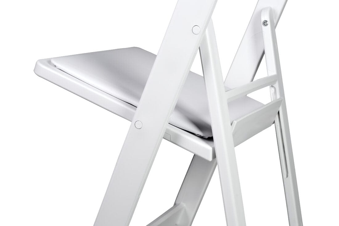 Chivari White SuperResin™ Folding Chair with Stainless Steel Hardware CFRWS-AX-T