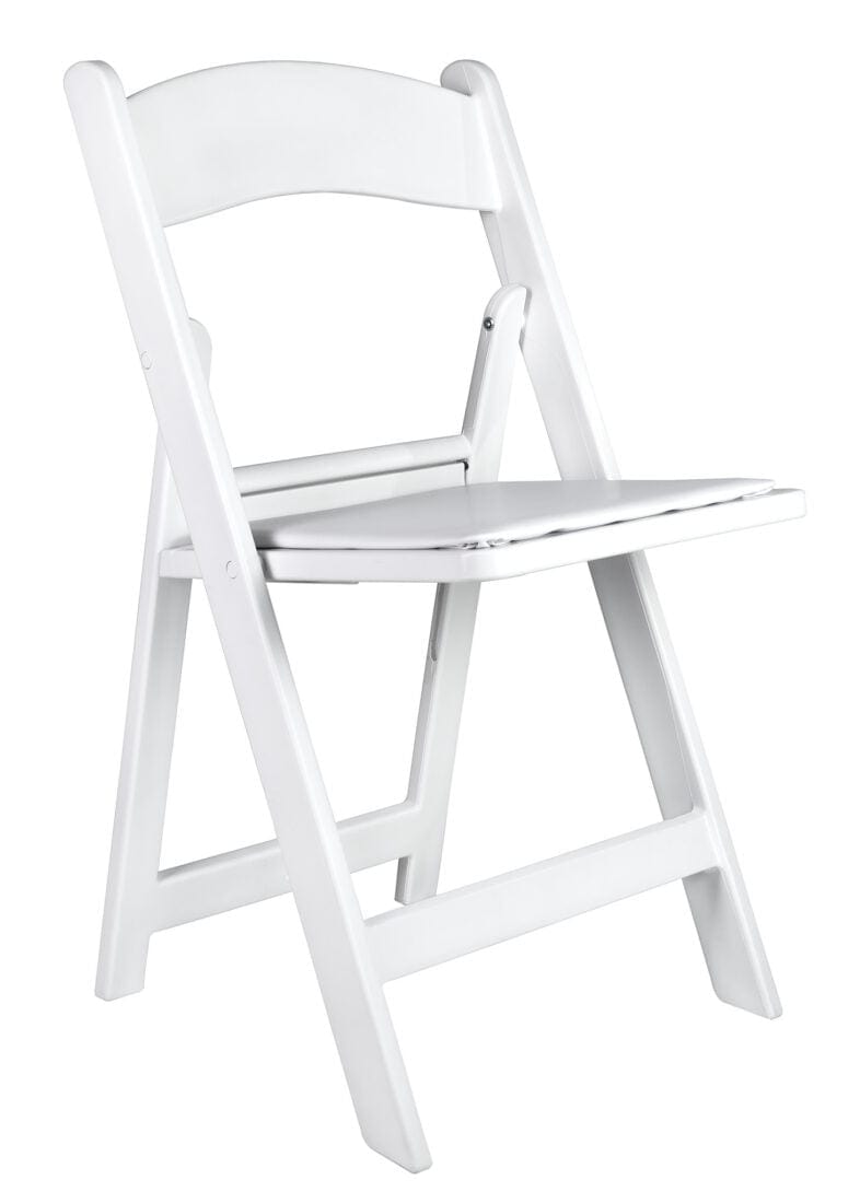 Chivari White with White Vinyl Cushion Resin Steel Skeleton™ Folding Chair CFRW-ST-A