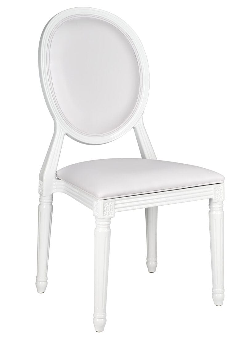 Chivari White Resin Louis Pop Chair with White Vinyl Seat and Back CLPRWWW-ZG-T