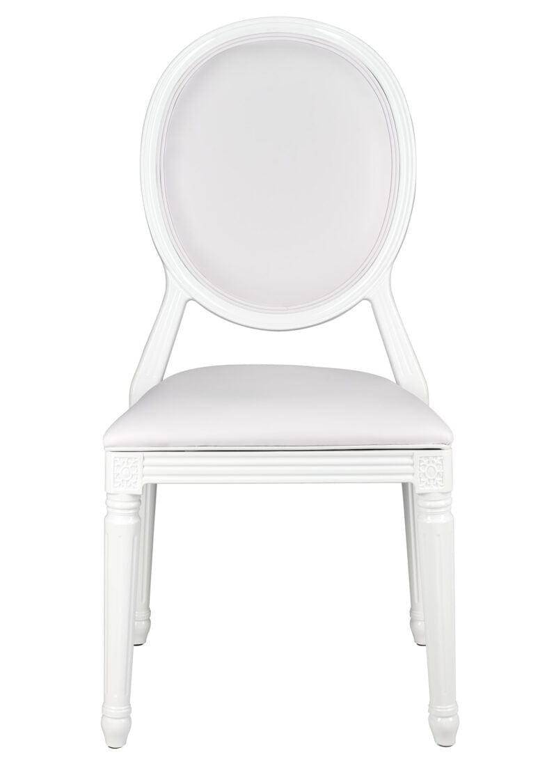 Chivari White Resin Louis Pop Chair with White Vinyl Seat and Back CLPRWWW-ZG-T