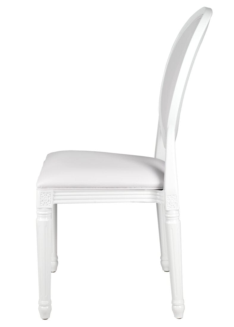 Chivari White Resin Louis Pop Chair with White Vinyl Seat and Back CLPRWWW-ZG-T