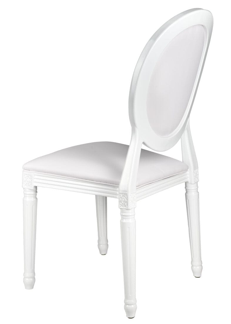 Chivari White Resin Louis Pop Chair with White Vinyl Seat and Back CLPRWWW-ZG-T