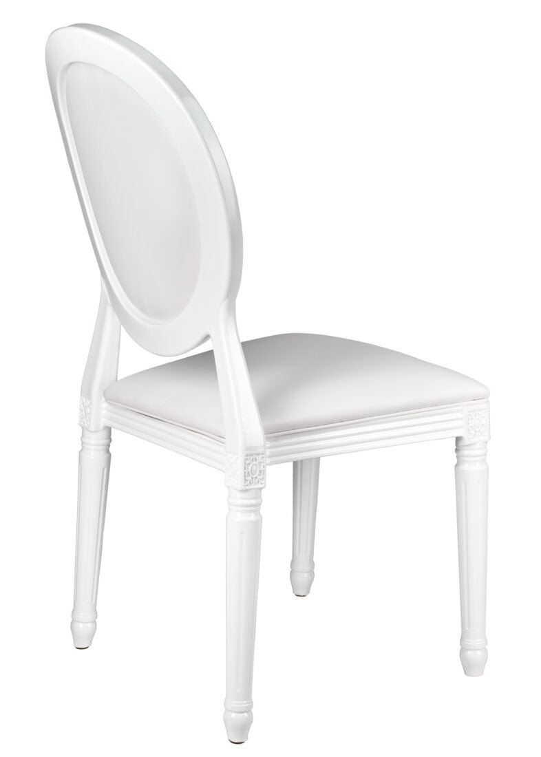 Chivari White Resin Louis Pop Chair with White Vinyl Seat and Back CLPRWWW-ZG-T