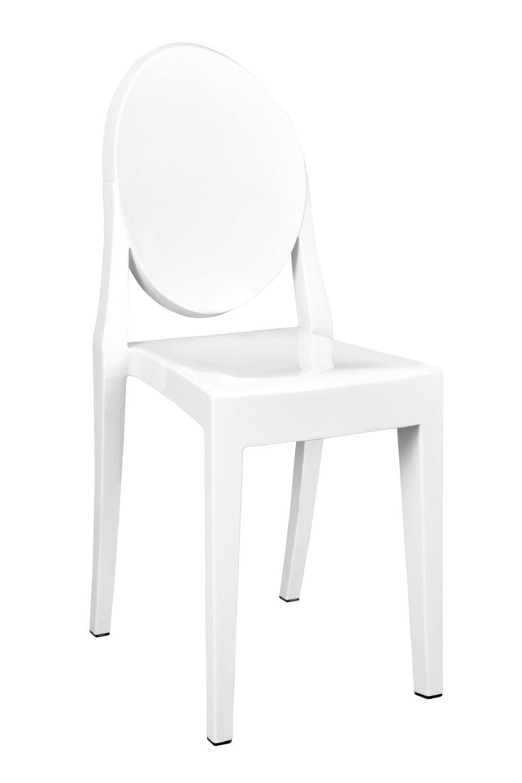 Chivari White Resin Oval Back Victoria Ghost Chair CGVRW-ZG-T