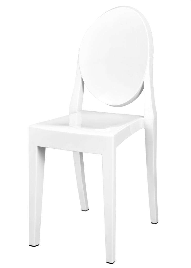 Chivari White Resin Oval Back Victoria Ghost Chair CGVRW-ZG-T