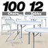 Chivari 100 Pack White Plastic Folding Chair and 12 60" (5 Foot) Round Plastic Folding Table CFPW-100PLS60-KT
