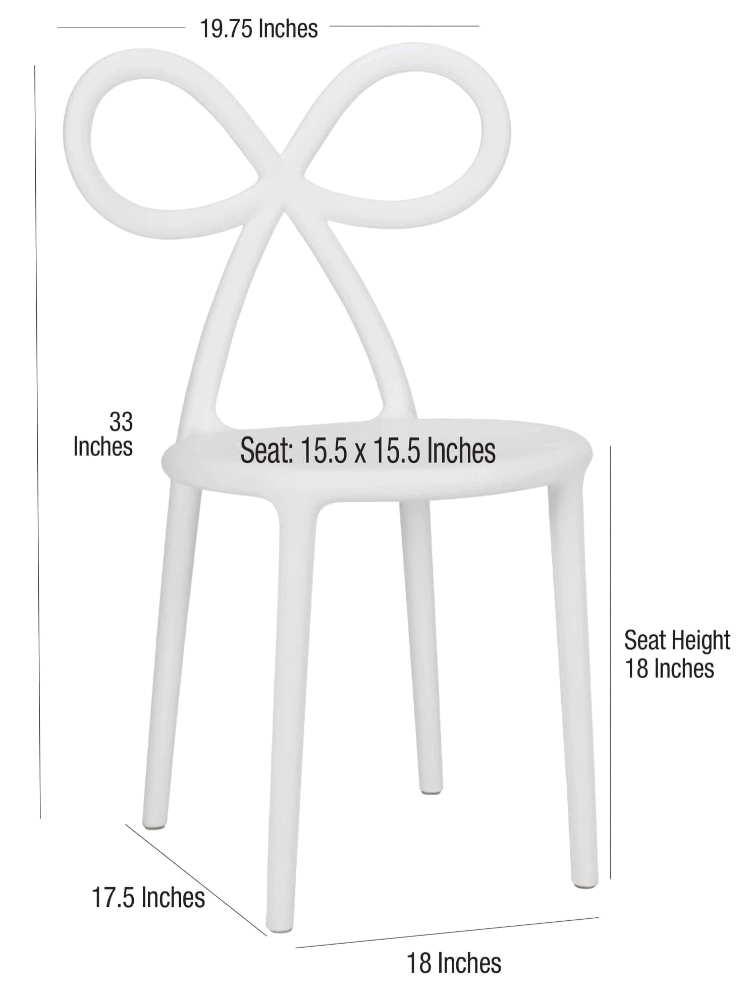 Chivari White Resin Bow Chair with Round Seat CBORW-ZG