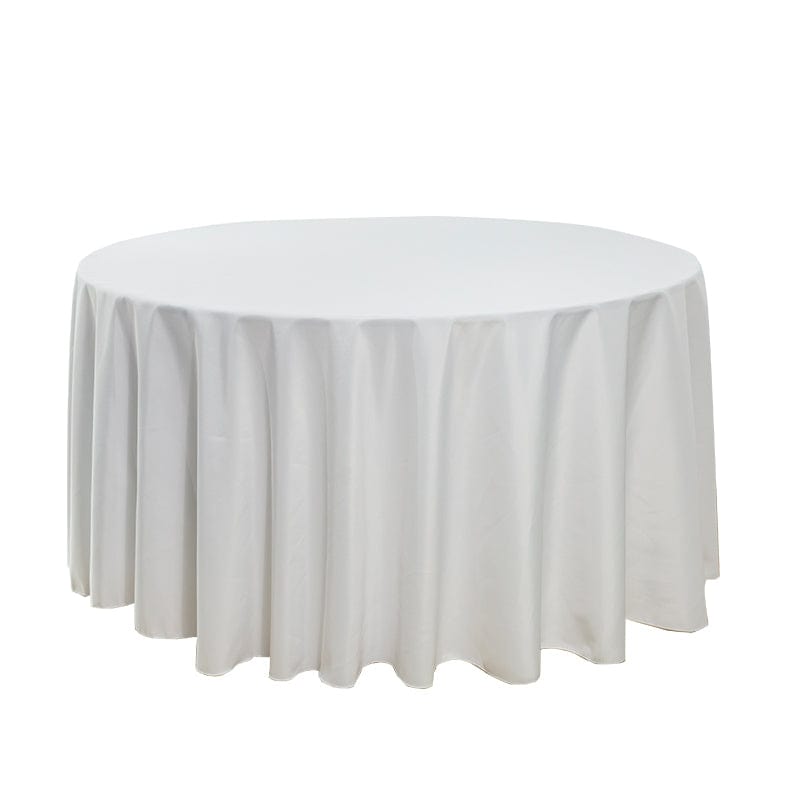 Chivari 5-Pack White Round Polyester Tablecloth 190gsm 120" SX-TABLPOLY-120IN-WHT-5
