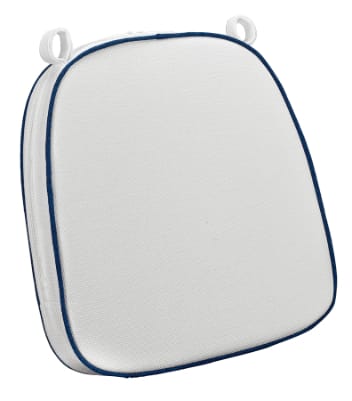 Chivari White with Navy Blue Piping 2.5" Thick Chair Cushion - World's Best Cushions CUSHBST-WNB-AX-T