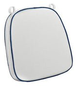 White with Navy Blue Piping 2.5" Thick Chair Cushion - World's Best Cushions