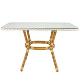 48" x 36" Glass Top White and Beige French Bistro Table