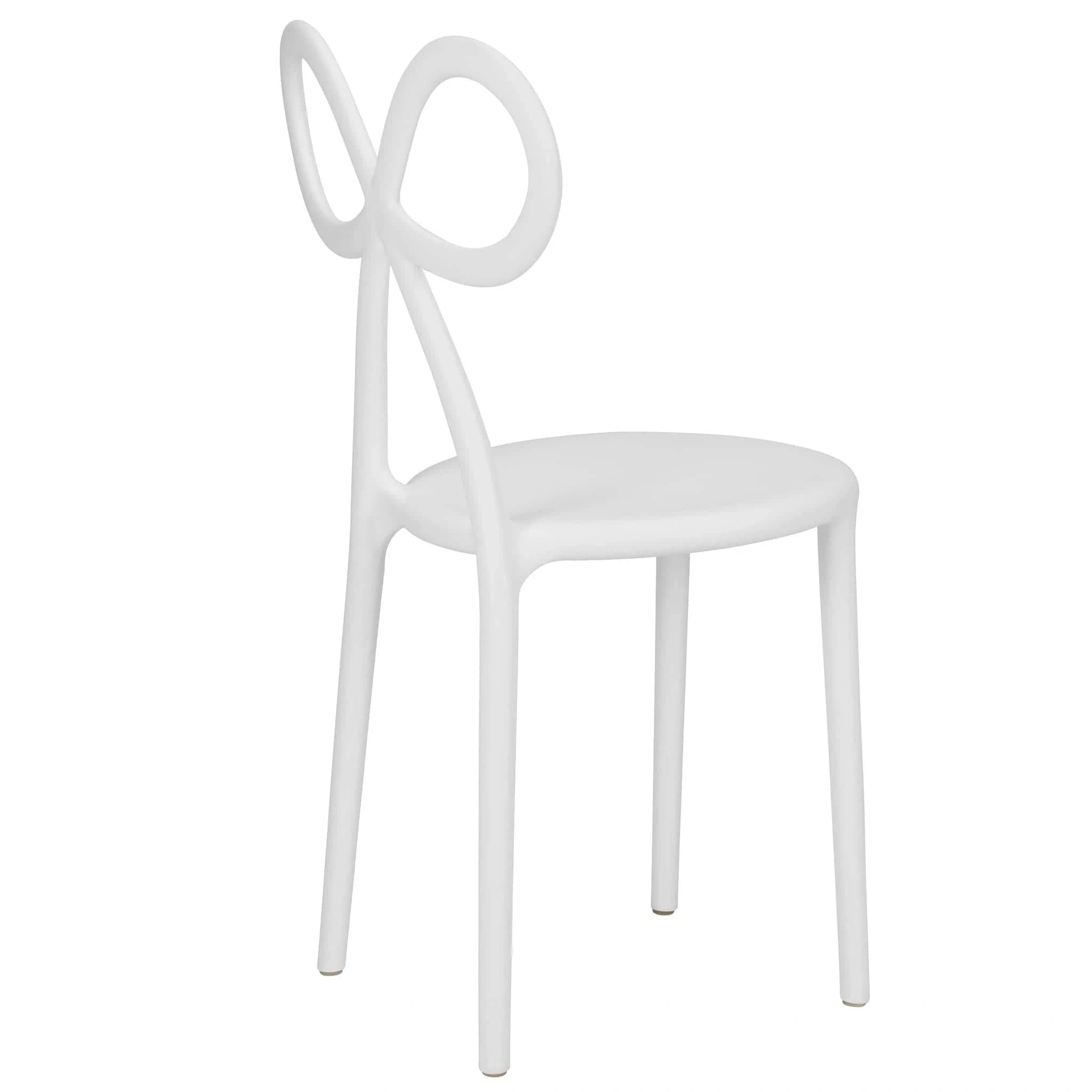Chivari White Resin Bow Chair with Round Seat CBORW-ZG