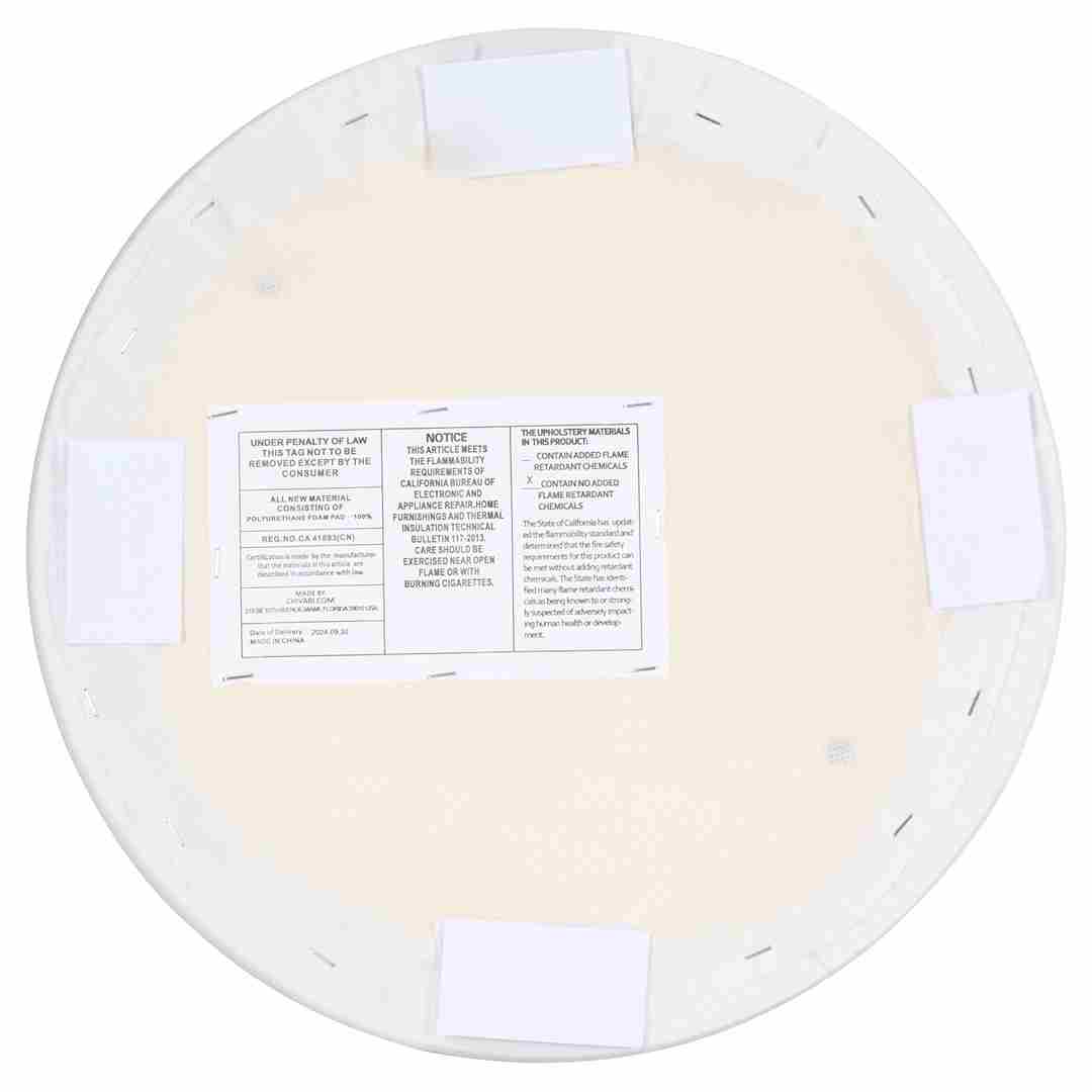 Chivari Cool White Round Vinyl Panel Back Cushion CUSH-PANVIN-RDWHT-ZG-T