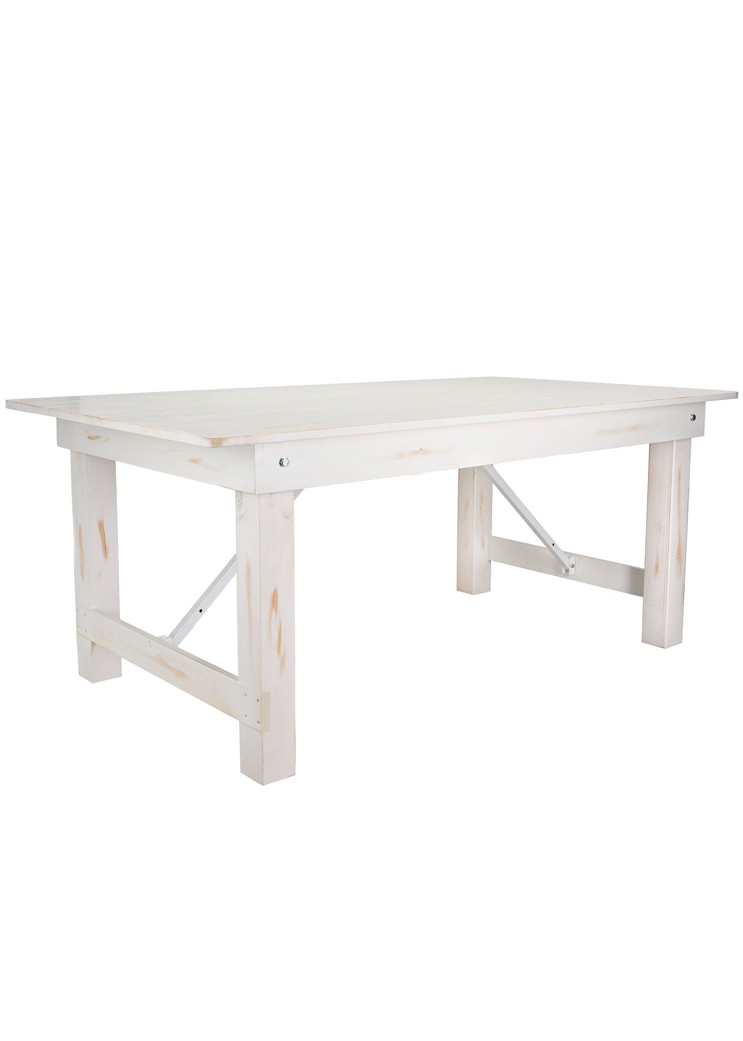 Chivari 72″ x 40″ (6 Foot ) White Distressed Rectangle Straight Leg Wood Farm Table TFARMRT7240-WHITEDIS-S-LEG-AX-T