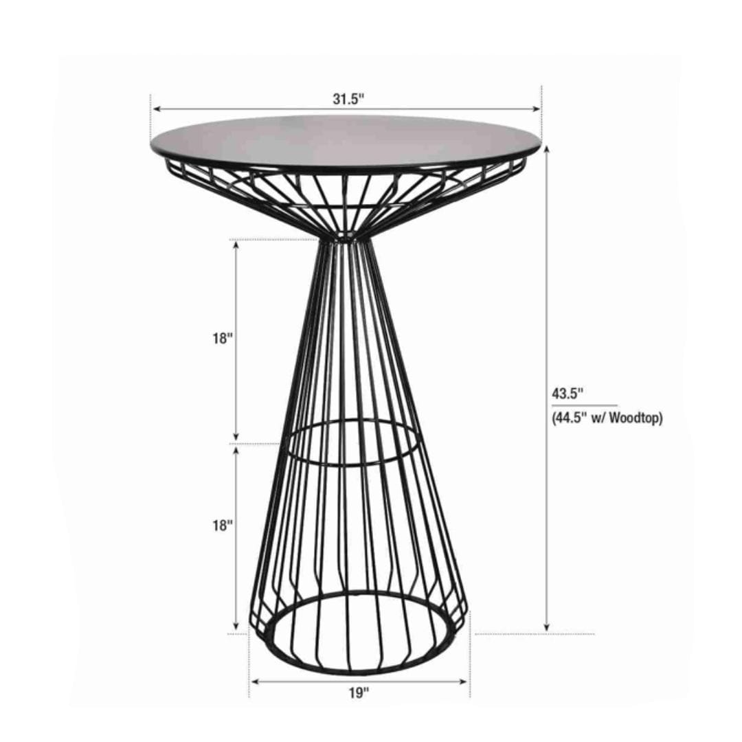 Chivari Gold Wire Cocktail Table with 32" Round White Top and Durable Gold Steel Frame TWR32GLD-WHT-KT