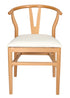 Chivari Natural Wood Wishbone Chair with Ivory Tweed Fabric Seat CWHWNF-ZG-T