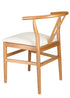 Chivari Natural Wood Wishbone Chair with Ivory Tweed Fabric Seat CWHWNF-ZG-T