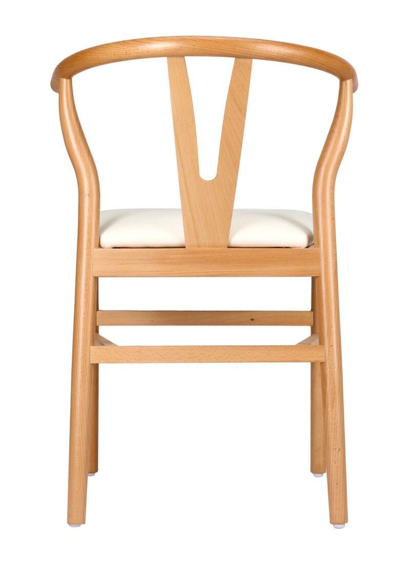 Chivari Natural Wood Wishbone Chair with Ivory Tweed Fabric Seat CWHWNF-ZG-T